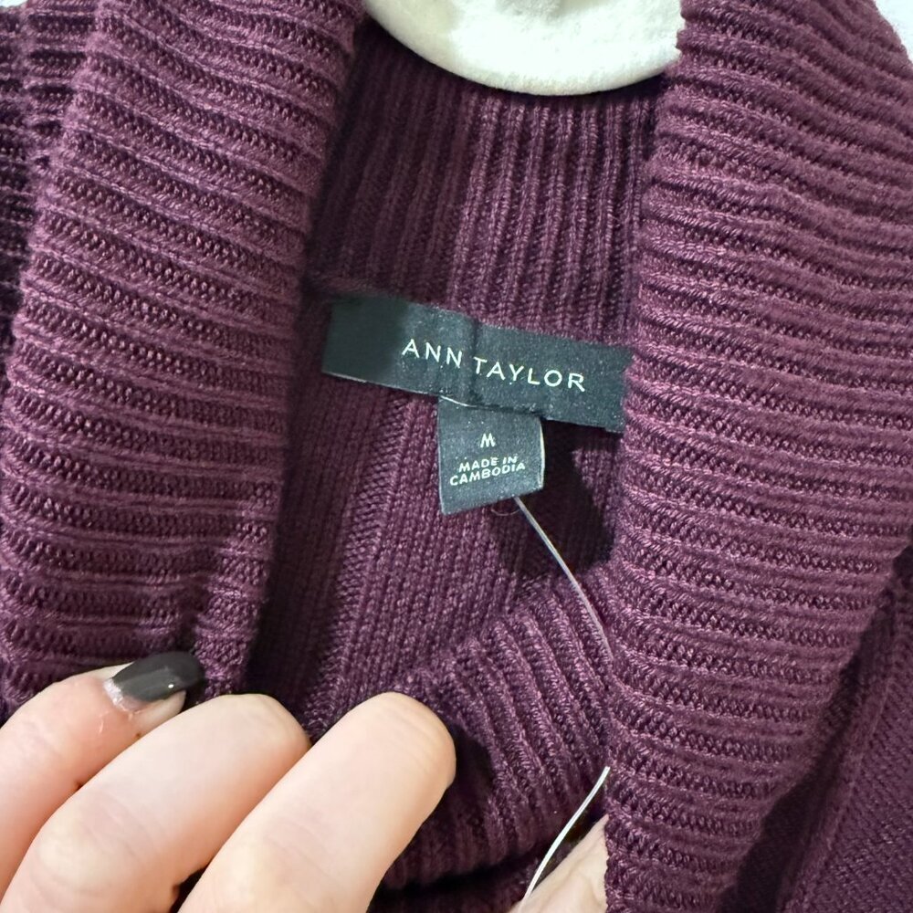 🏷 *NWT* Ann Taylor Ribbed Turtleneck Sweater – Burgundy | Size M | 🍷 - Picture 7 of 10